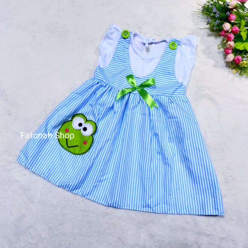 Dress anak cewek 1 2 tahun keropi baju anak cewek salur keropi ( keropi strip sandat )