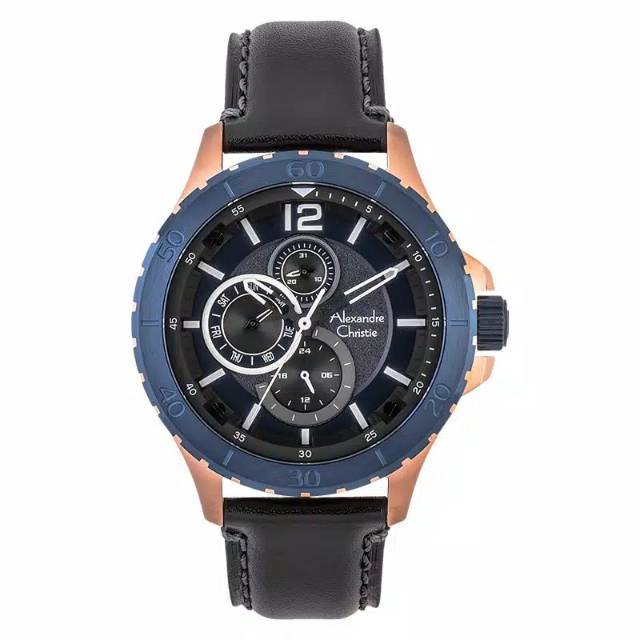 Alexandre Christie AC 6510 MF LURBU Men Blue Dial Black Leather Strap