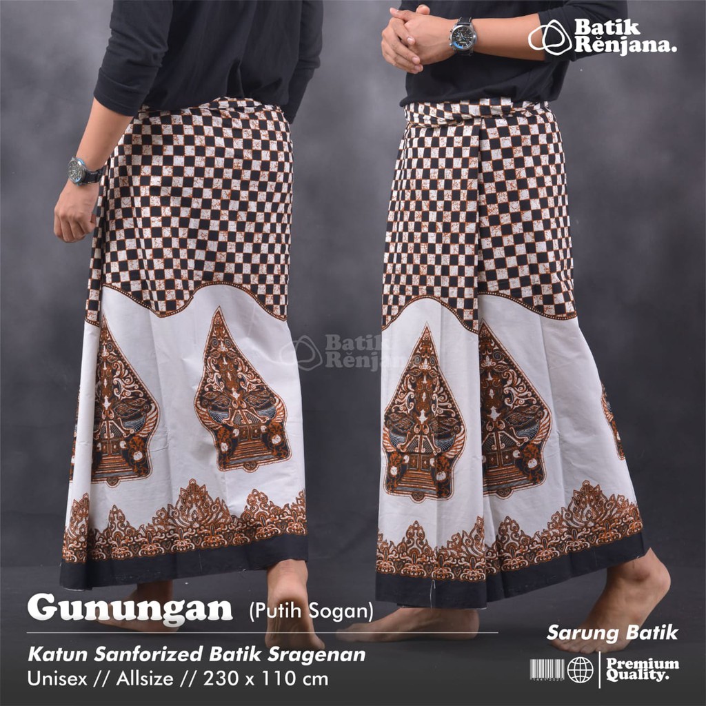 GUNUNGAN Sarung Batik Pria Cowok Dewasa Premium Motif Batik Lebaran Asli Solo ALL Size RENJANA