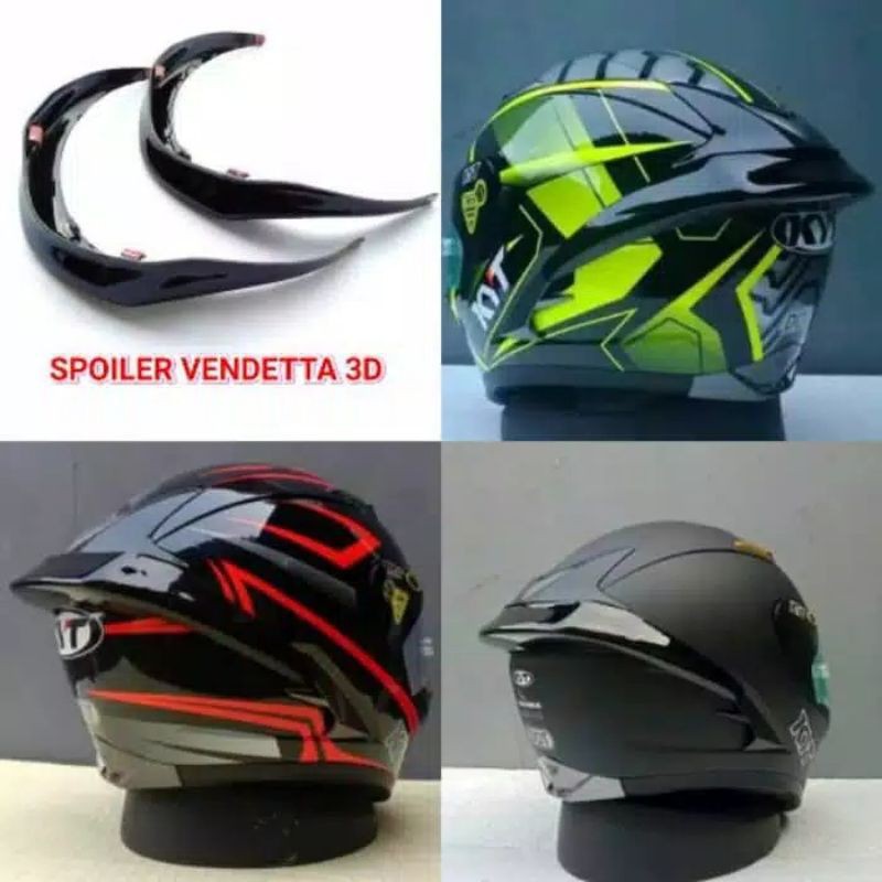 SPOILER 3D PISTA - KYT VENDETTA - FALCON Dark Hitam dan bening sudah termasuk perekat packing kardus