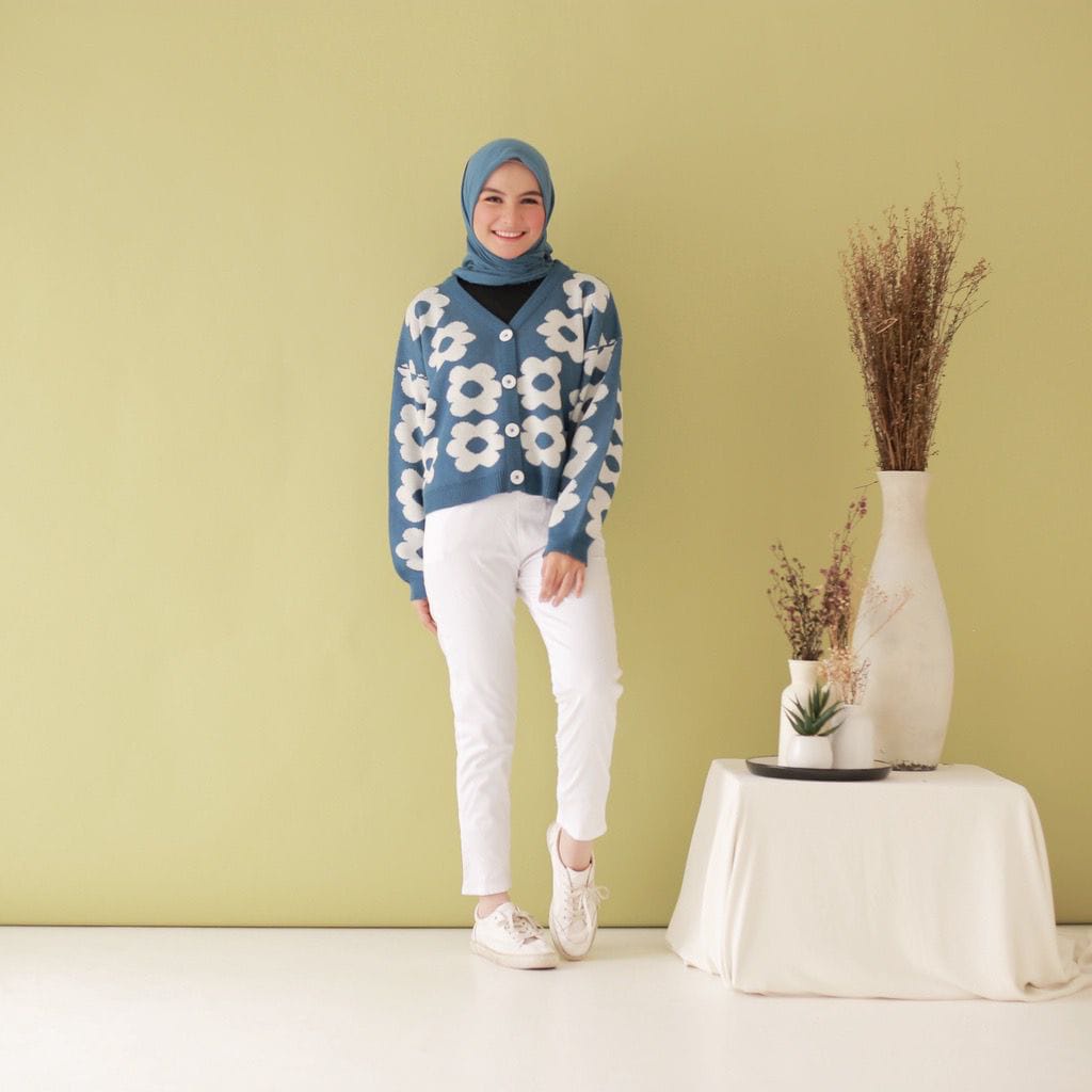 KARDIGAN FLOWERS / KOREAN CARDI TERBARU / DAISY FLOWER CARDIE / CARDIGAN WANITA BUNGA / ATASAN WANITA KEKINIAN / KARDI WANIITA