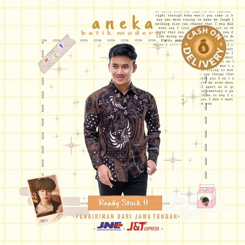ATASAN KEMEJA HEM BATIK PRIA LENGAN PANJANG M L XL XXL KONDANGAN KERJA KANTOR SERAGAM LEBARAN WARNA 