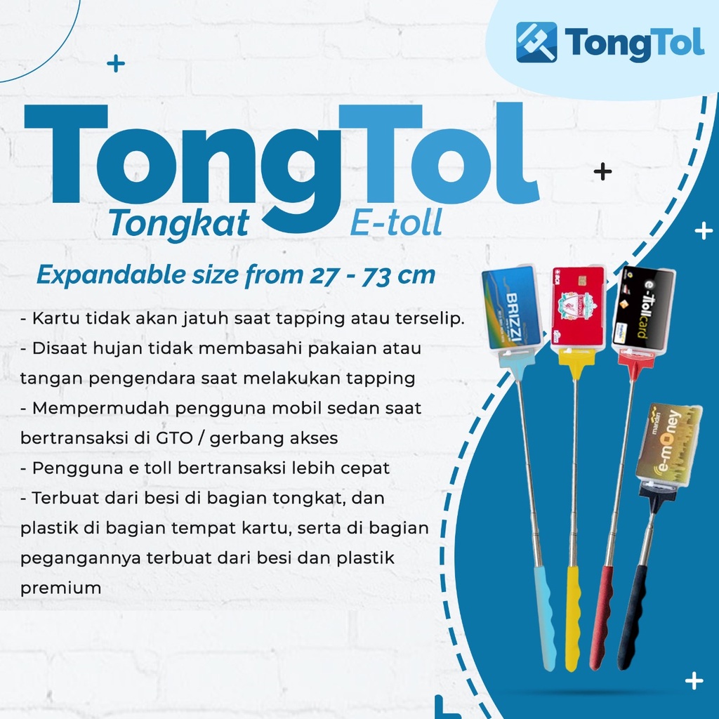 TONGTOL 3.0 BESI / Tongkat  Kartu E Toll Besi Flexible 73cm