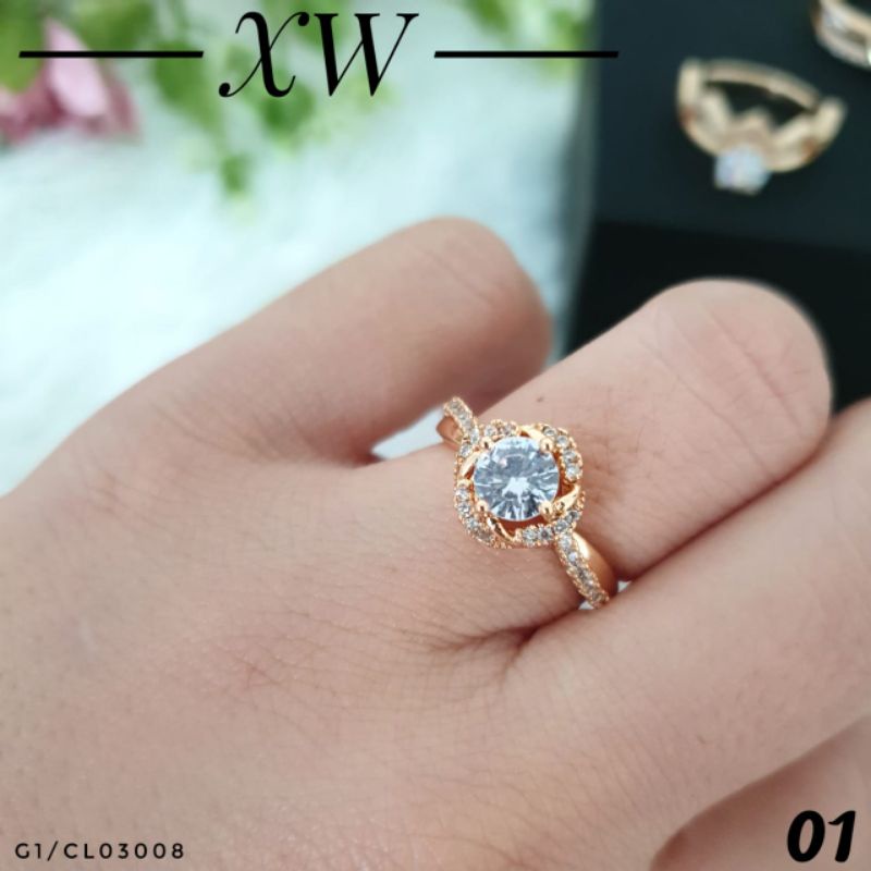 Cincin xuping  Fashion Zircon warna Gold CL03008