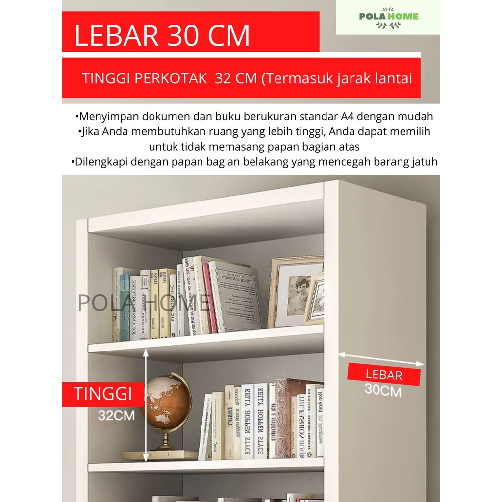 Pola Rak Buku Bookshelf Rak Serbaguna Tempat Penyimpanan Modern Minimalis 120X180x30 CM