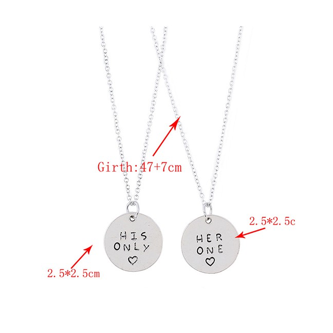 LRC Kalung Fashion Silver Her One His Only Necklace F40709