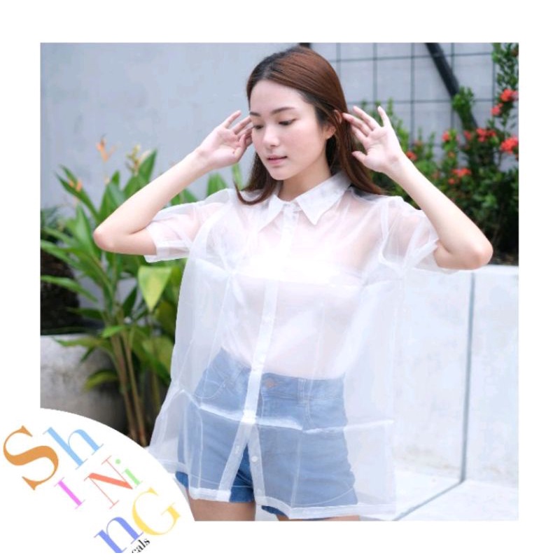 Oversize Shirt Kemeja Harajuku Transparan Kemeja Transparan Organza