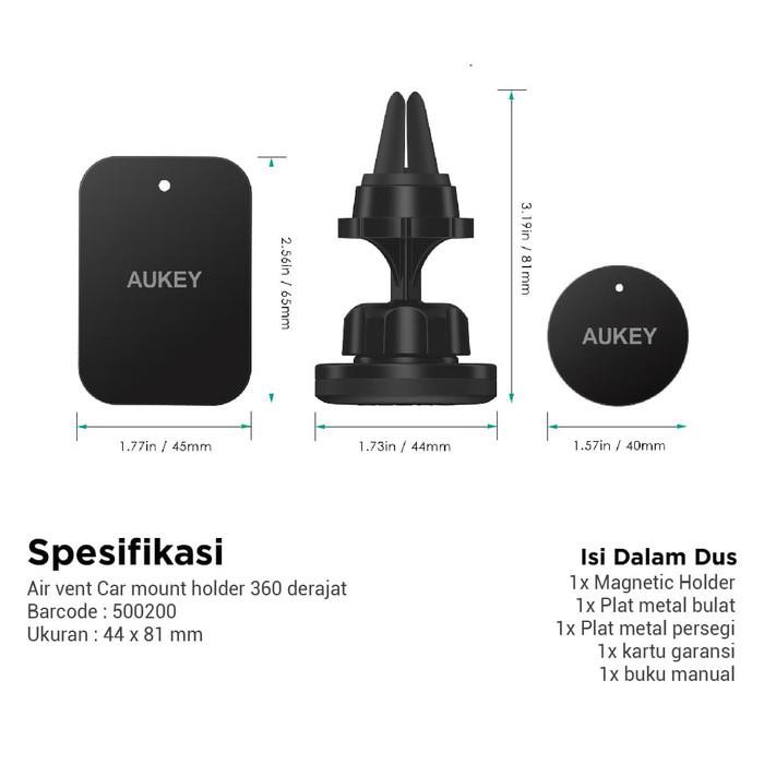 Aukey Car Holder Phone Magnetic Air Vent - 500200 - HD-C23