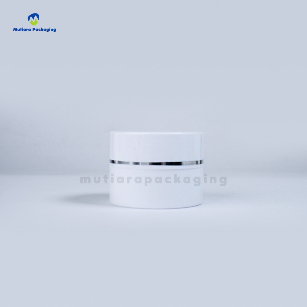 TERLARIS  POT PS 10GR PUTIH LIST SILVER - POTCREAM 10GR - POT KOSMETIK 10GR PS - POT CREAM PS 10GR