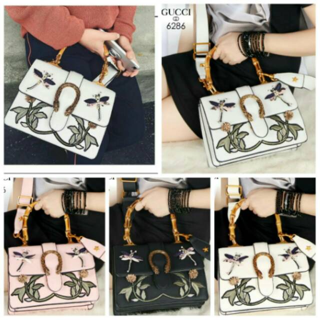 GUCCI'S Dionysus embroidered Bordir Bamboo Top-Handle Bag