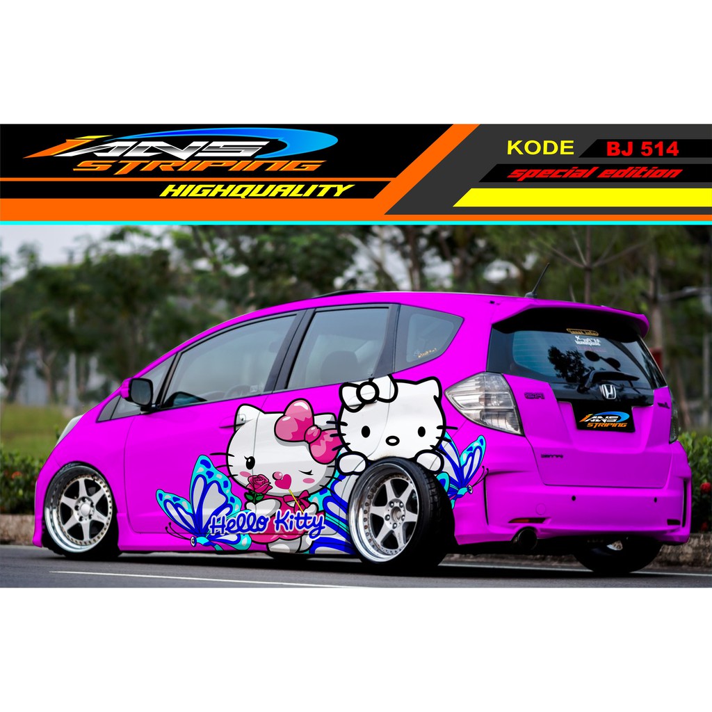 DECAL STICKER MOBIL JAZZ BRIO SIGRA AGYA YARIS / STIKER MOBIL HELLO KITTY / VARIASI STICKER MOBIL