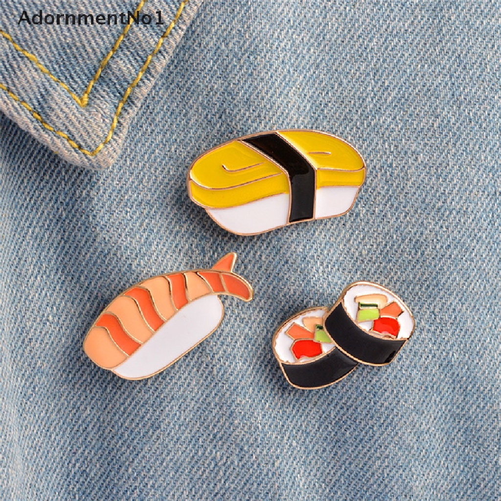 (AdornmentNo1) 3pcs / Set Bros Pin Enamel Bentuk Sushi / Makanan Jepang Untuk Aksesoris Pakaian