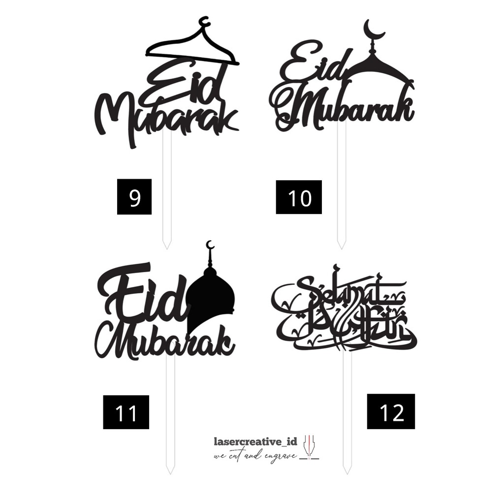 Cake Topper Acrylic Eid Mubarak/ Idul Fitri/ Lebaran