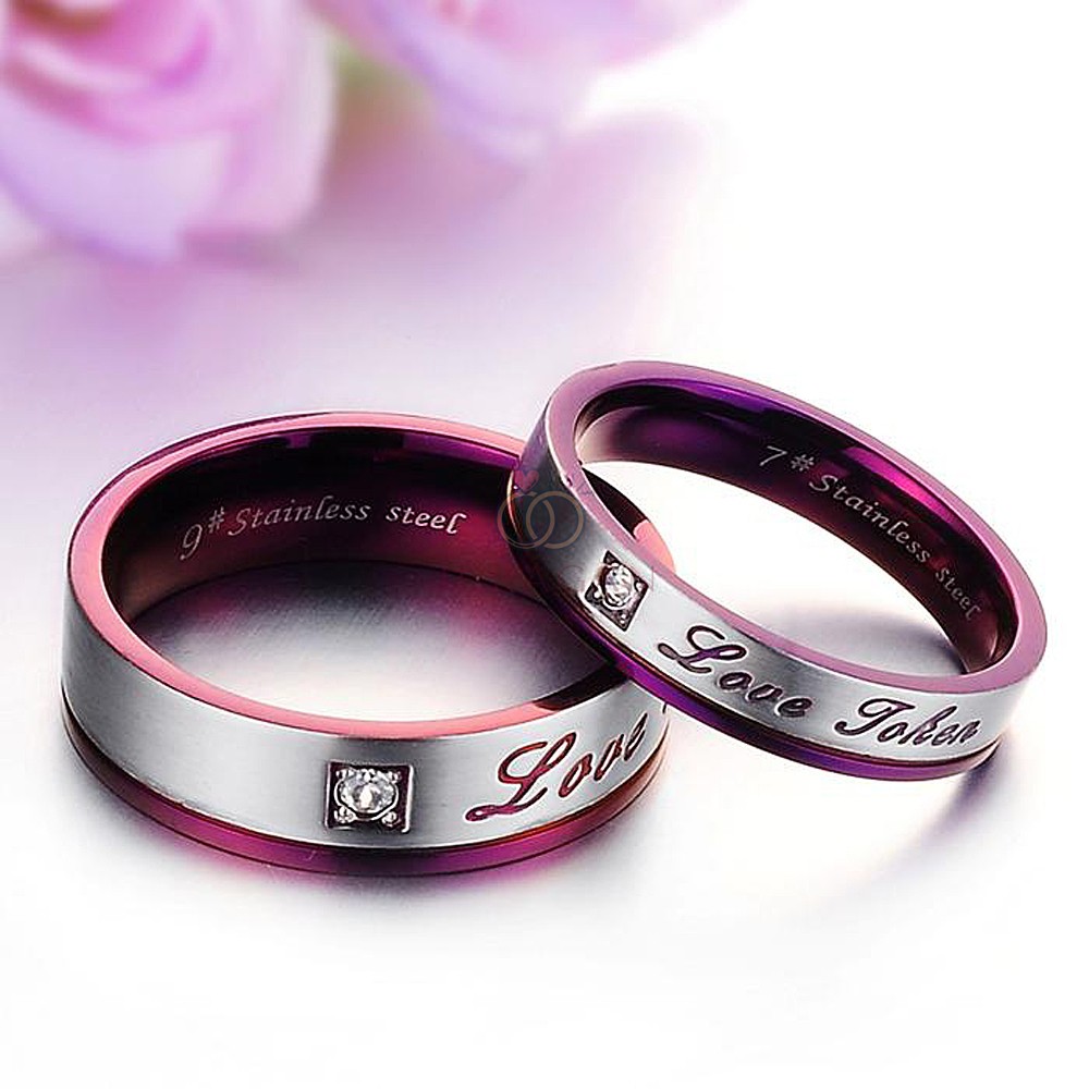 [HIGH QUALITY] Cincin Couple BUCIN R29 Titanium Ukir Nama + Box Cincin Beludru + BONUS Gelang Couple