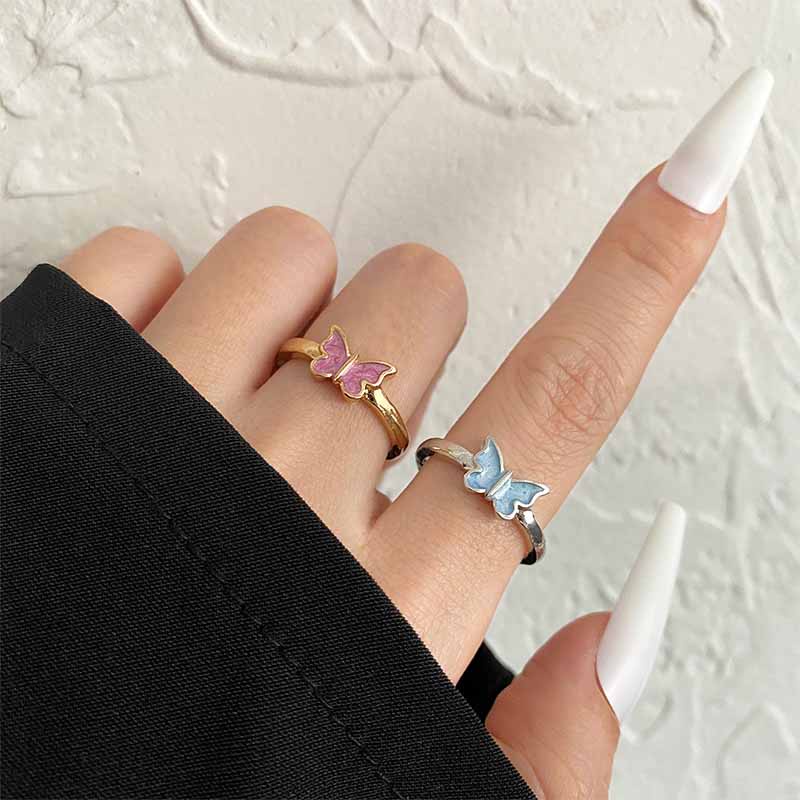 Cincin Kupu-kupu Yang,Dapat Disesuaikan Elegan Sederhana Desain Cincin,Emas Aksesoris Perhiasan Fashion Wanita