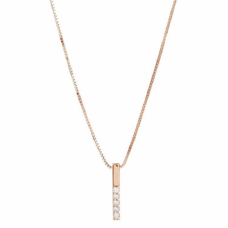 Kalung Wanita Vertikal Stik Diamond Rose Gold Clavicle Necklace Charm Pendant Jewelry Gift Dalika