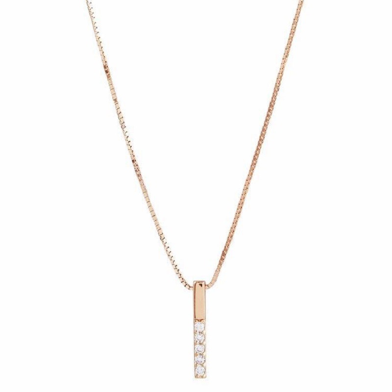 Kalung Wanita Vertikal Stik Diamond Rose Gold Clavicle Necklace Charm Pendant Jewelry Gift Dalika