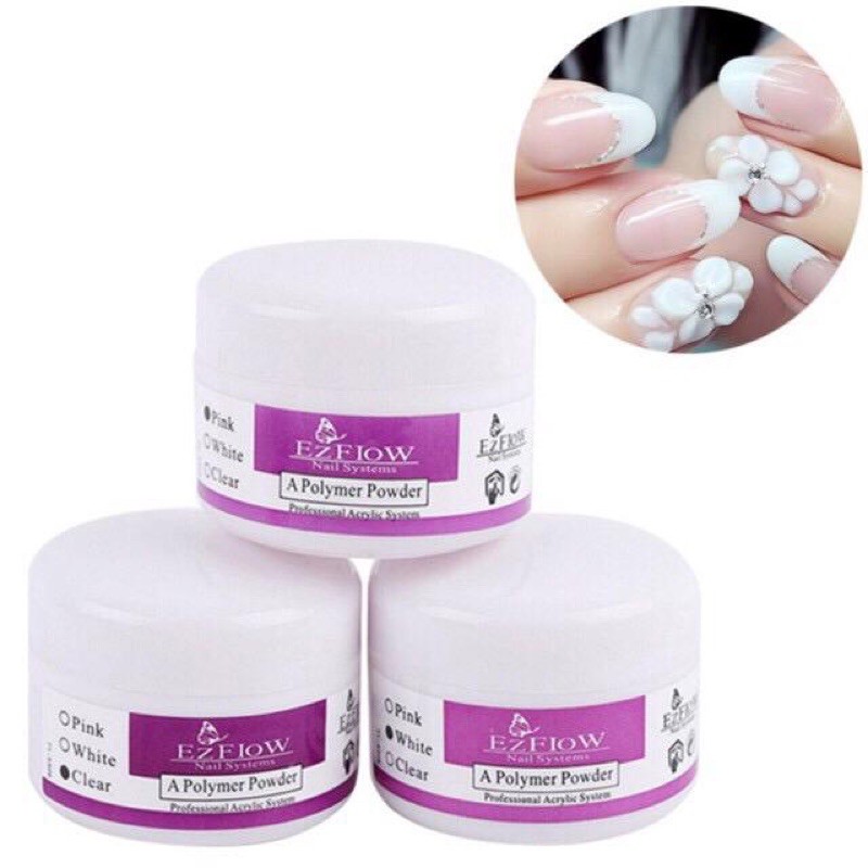 EZ FLOW Acrylic powder nail art bubuk akrilik putih pink clear bening best seller