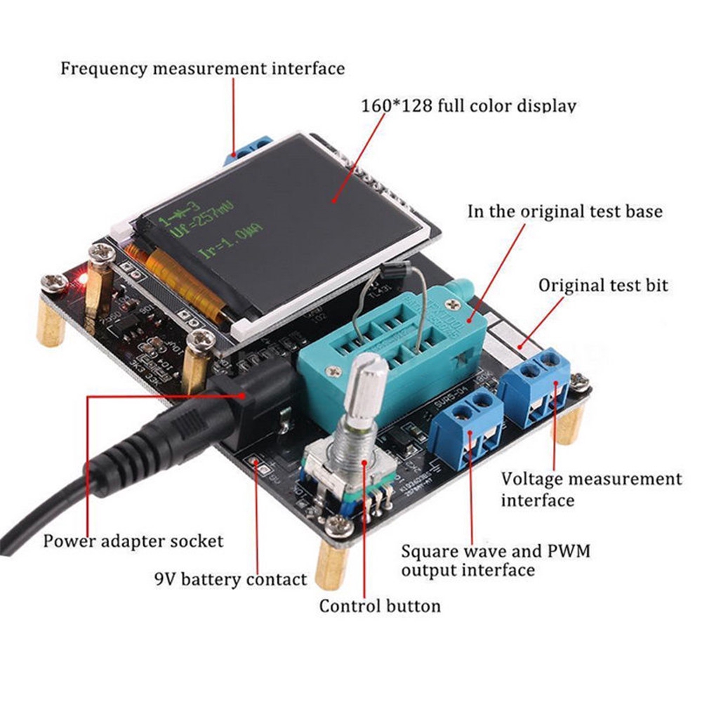 Transistor Tester Diode Esr Meter Pwm Generator Dengan Layar Lcd 1.8 Inch 160x128 Gm328B