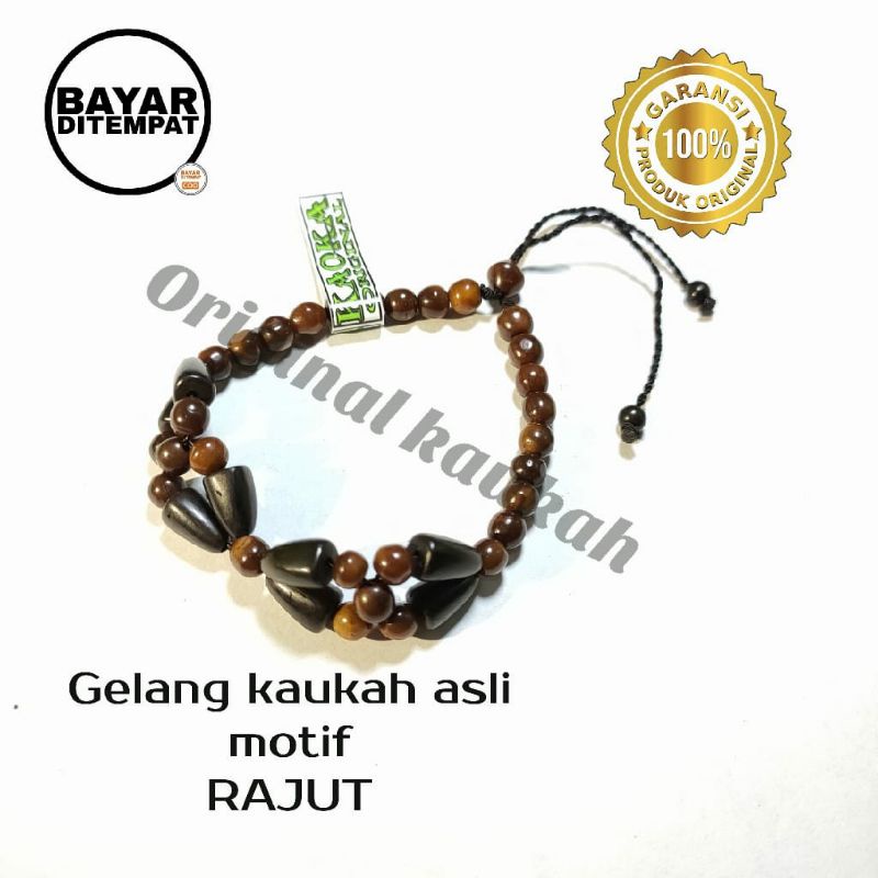Gelang kayu kaukah asli motif rajut (ORIGINAL KAUKAH)