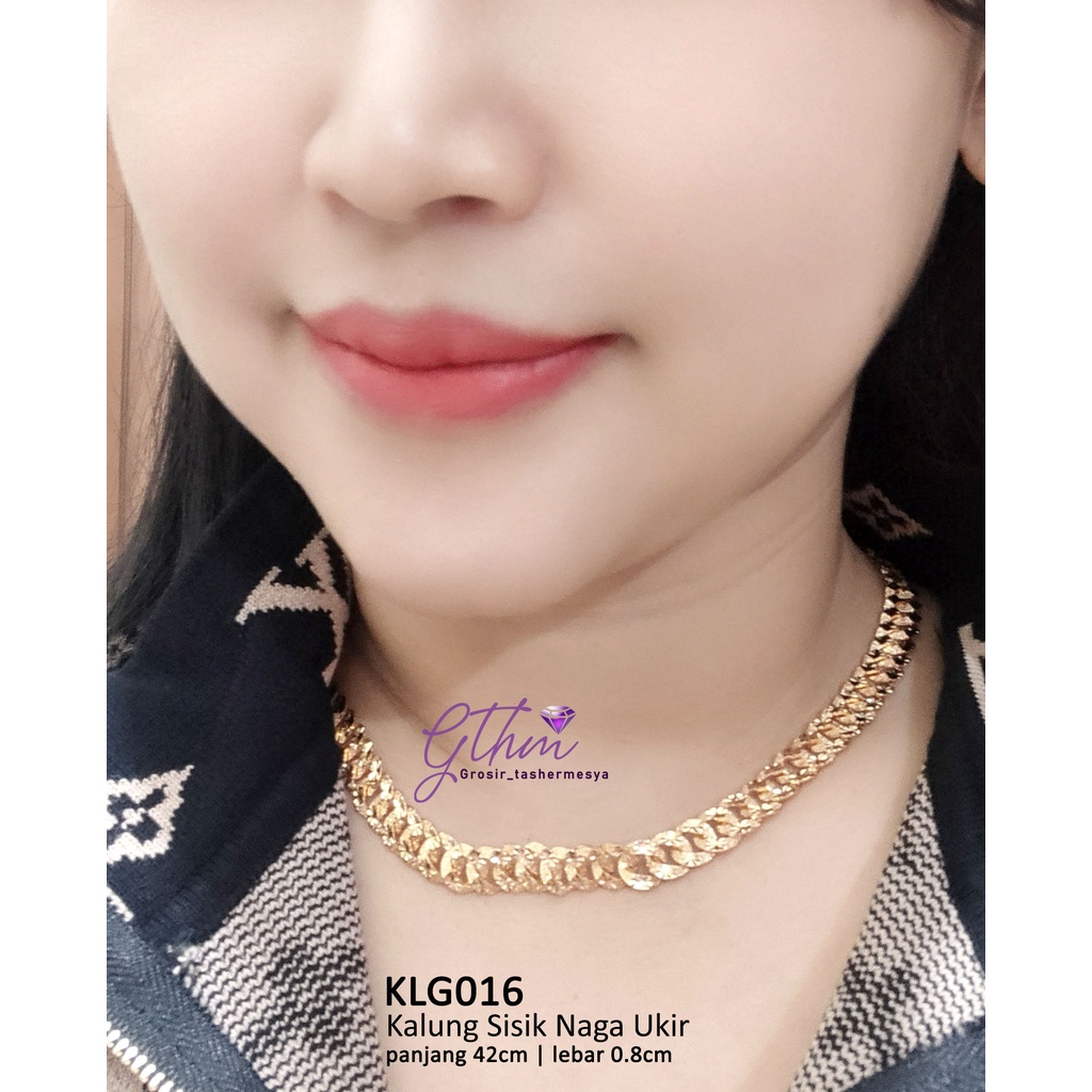 Kalung Sisik Naga Ukir Mewah Stylish Anti Karat Cocok Untuk Pesta Kondangan Perhiasan Import Premium KLG016 GTHM