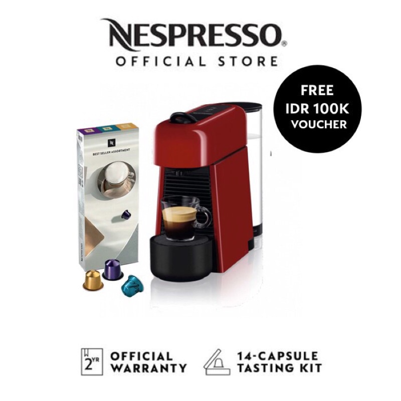 Nespresso Essenza Plus Coffee Machine Red (Mesin Kopi) Bundle With Capsules New Belum Pernah Dipakai