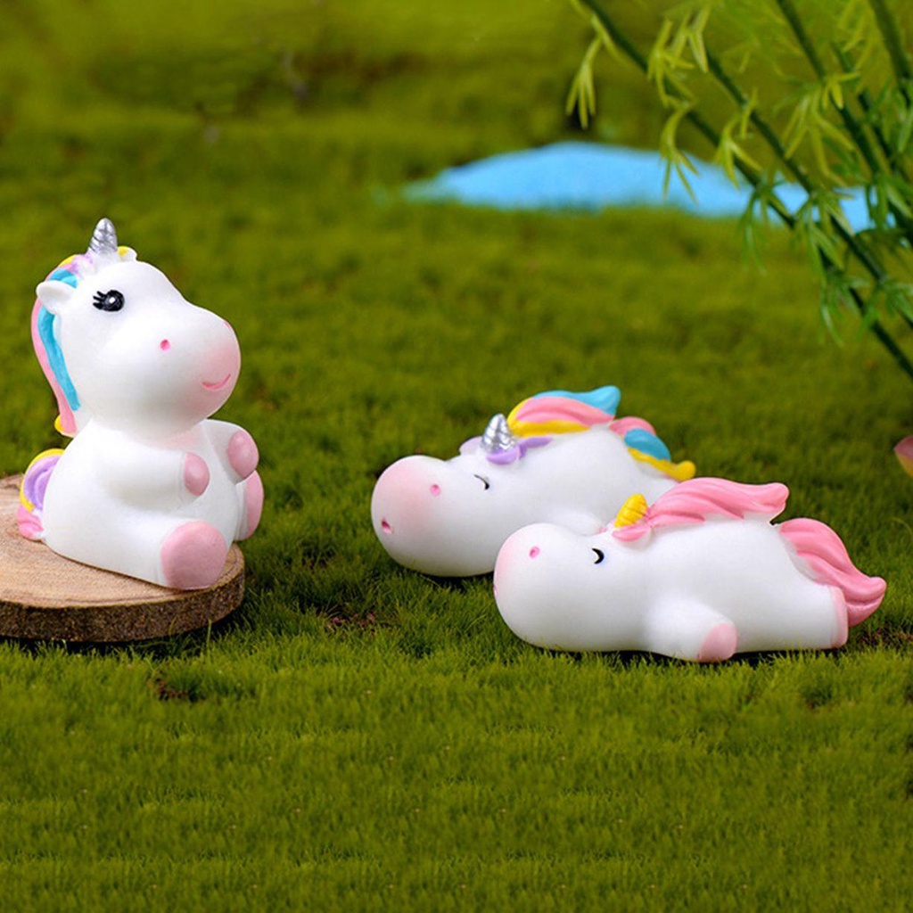 [Elegan] Unicorn Patung Multi-Posisi Mini Indah Miniatur Mainan Lanskap Mikro Bonsai Dekorasi Kerajinan Hadiah Anak Model Unicorn