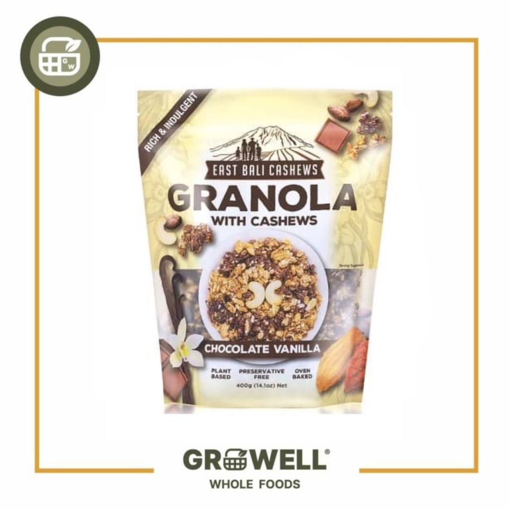 

EAST BALI CASHEW GRANOLA CHOCO VANILLA 400G