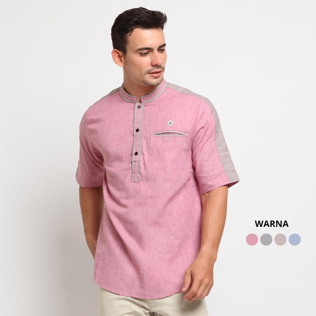 ASLAN RED |ManNeedMe x CW| Baju Koko Pria Lengan Pendek Baju Muslim Kurta Dewasa ORIGINAL