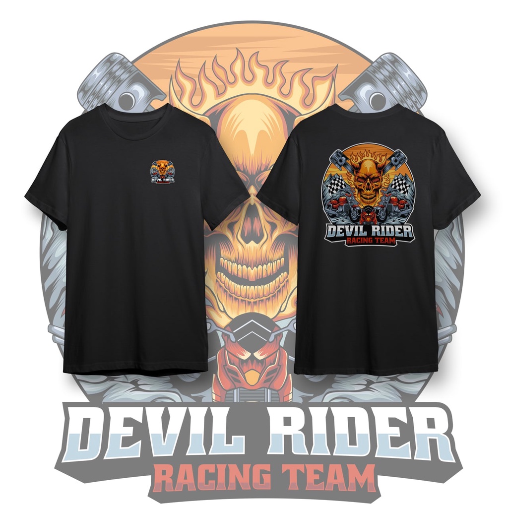 New Official - KAOS DISTRO PENDEK HITAM DEVIL RIDER COLOR PE 30'S KAOS GAMBAR PRINTING ATASAN PRIA T-SHIRT CASUAL SIMPLE