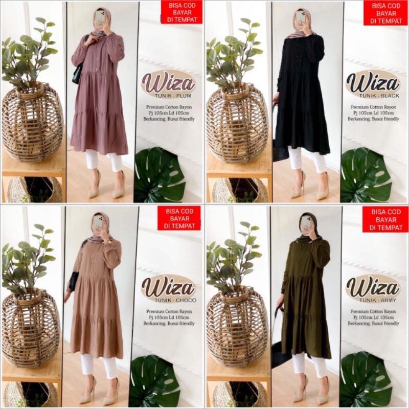 Wiza Tunik Bahan Katun Rayon Size L Atasan Wanita Muslim Terbaru