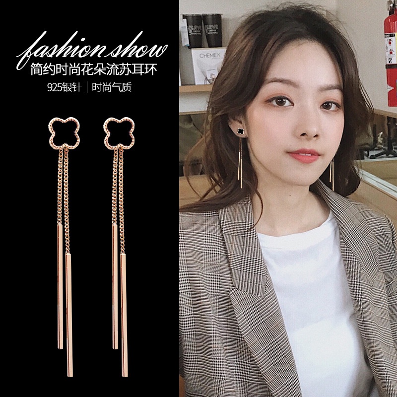 Elegan rumbai anting-anting 2019 baru populer Net merah earbud telinga klip panjang kawat telinga an