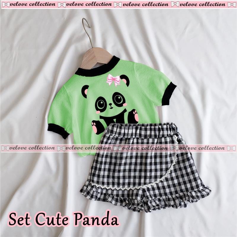 Set cute panda kid Setelan Queenie Baju Setelan Anak Cewek /Stelan ANAK perempuan/baju anak terbaru Stelan baju anak karakter