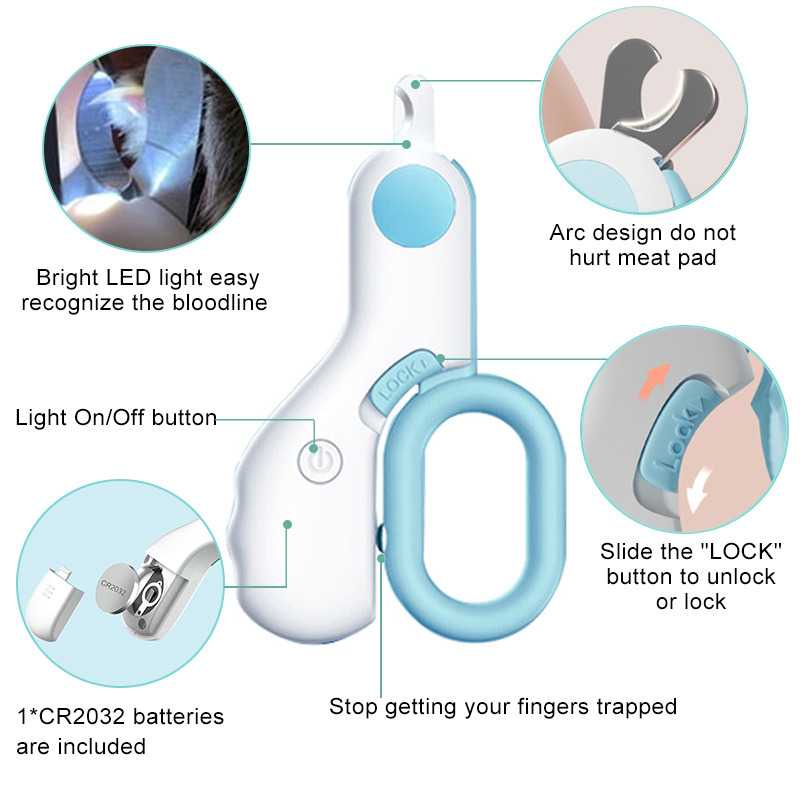 Gunting Kuku Anjing Kucing LED Pet Nail Clipper