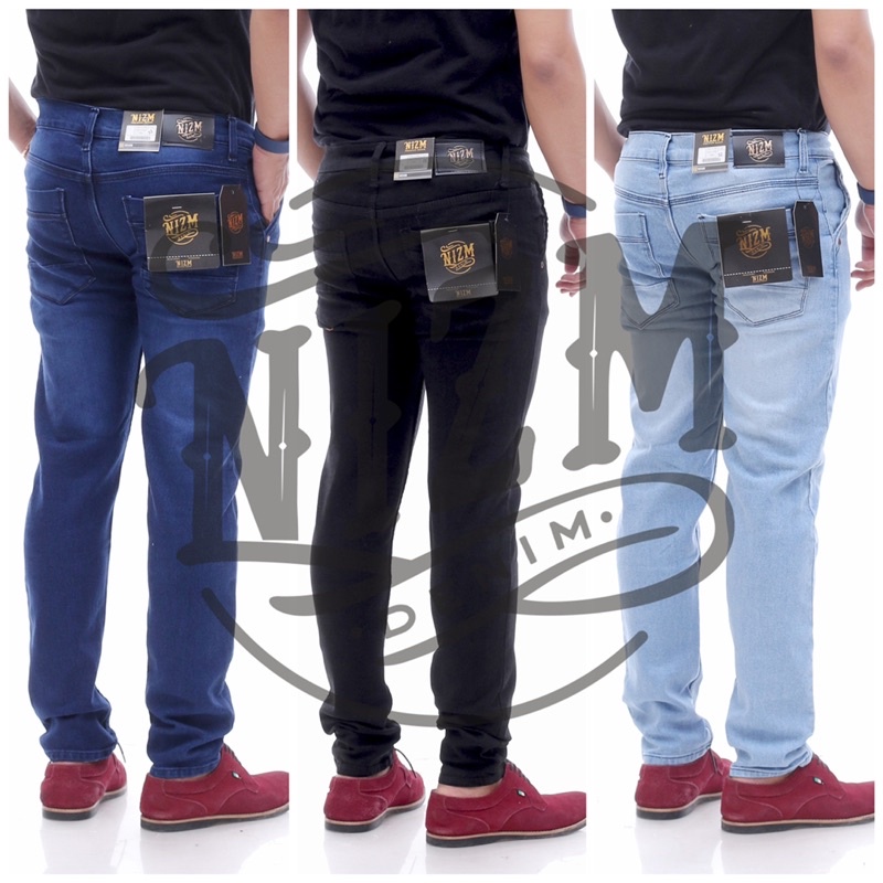 NIZM - CELANA JEANS PRIA PANJANG SLIM FIT SKINY HITAM PENSIL REGULER JUMBO