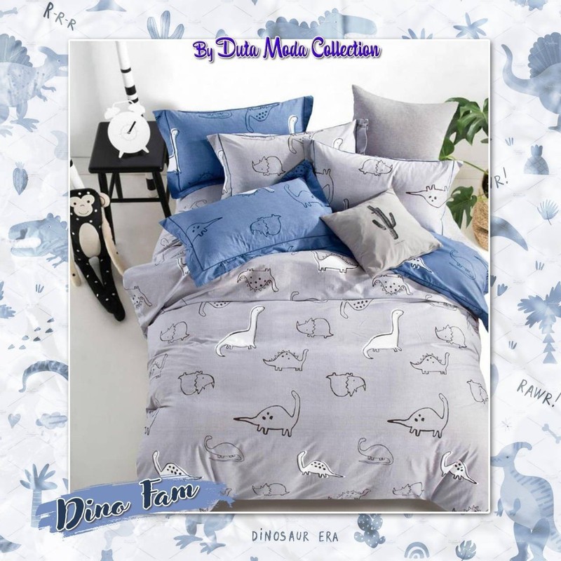 SPREI BEDCOVER KATUN MAGENTA DINO FAM ABU
