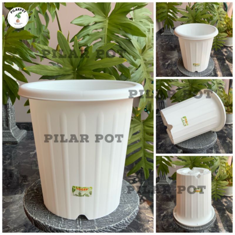 pot bunga tanaman tinggi yogap YPT 30 PUTIH - bahan tebal