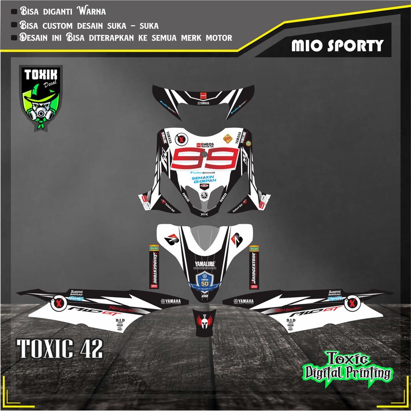 Sticker Decal YAMAHA MIO SPORTY BRIGESTONE PUTIH HITAM