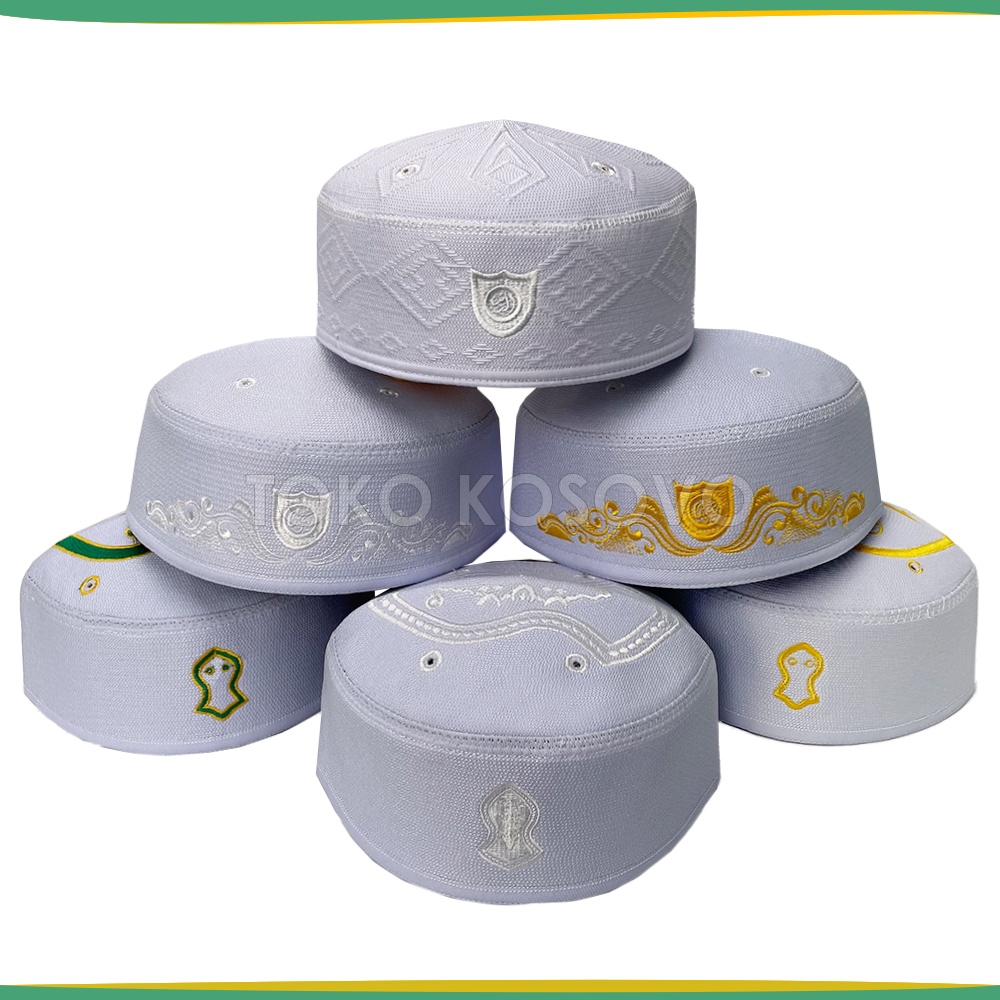Peci Jumbo MALAYSIA MOTIF Terompah Kembang Kopiah Haji Pria Malaisia Putih Hitam Dewasa Anak Laki Kopyah Ori Asli Bulat Bordir Polos Murah Kopeah Abdul Kareem Karim Solat Sholat Shalat Ukuran A1 A3 A5 Santri Oman Pakistan Assagofah Mesir Madinah NU Habib