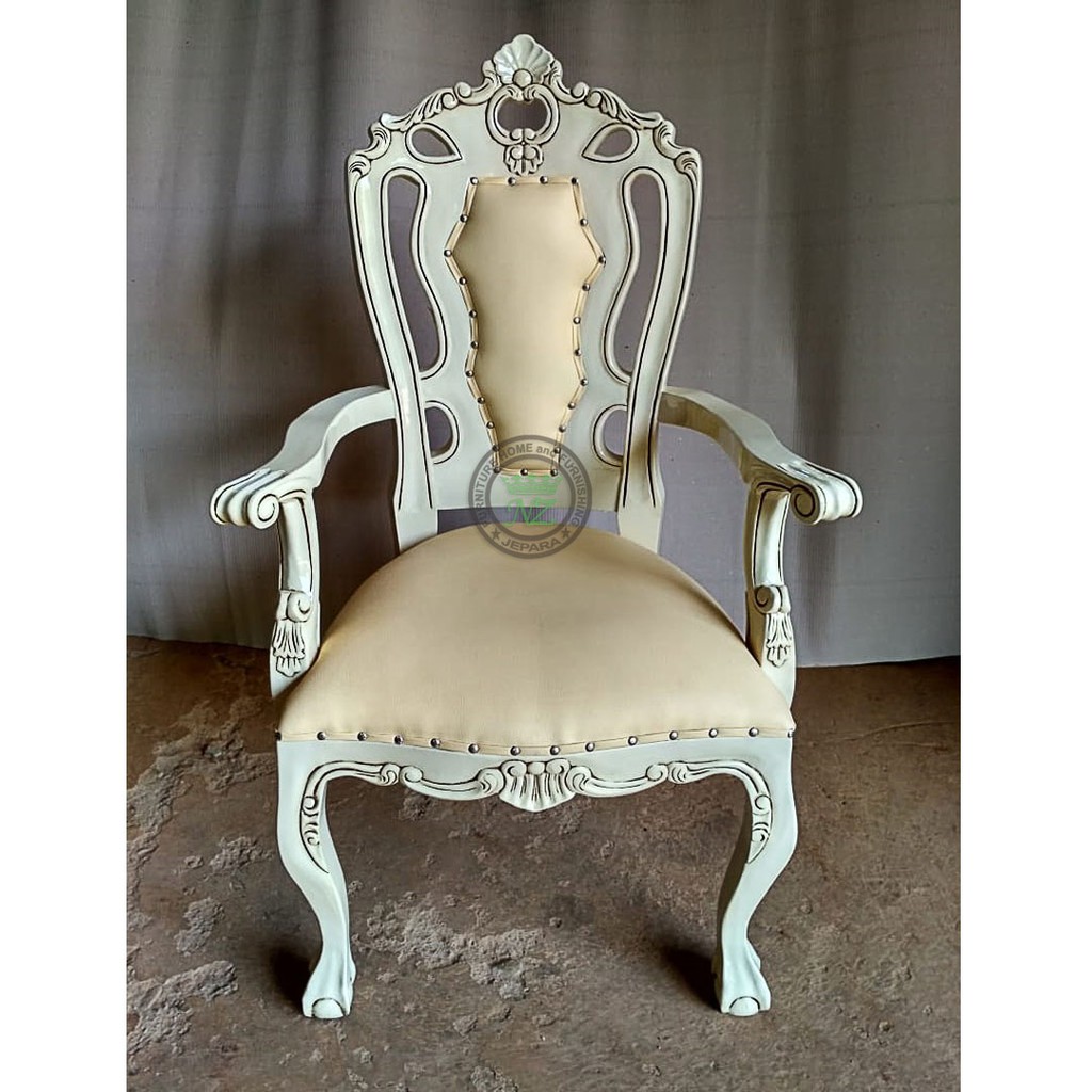 kursi makan berlengan ivory - kursi makan - nz furniture