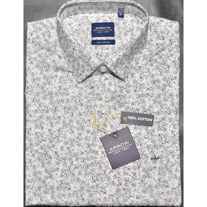 TERBAIK KEMEJA PRIA- KEMEJA PRIA FORMAL LENGAN PENDEK ARROW COKLAT MOTIF REGULER ARR 51 ORI - 15