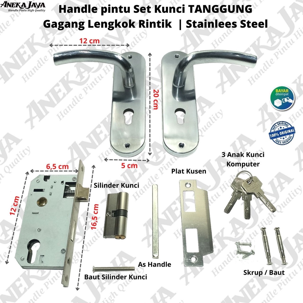 Handle Set Kunci 20 cm / Body ongkel / Kunci Pintu ukuran Tanggung / gagang pintu rumah kamar satu set