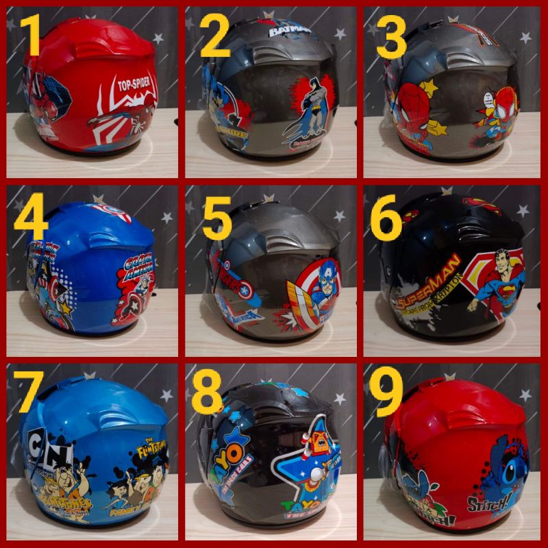 helm anak merek hmr yang berkarakter untuk usia 5-15 tahun