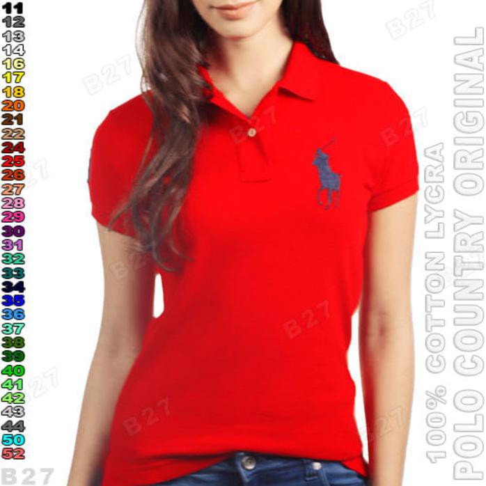 Polo Country C3-25 Original Kaos Kerah Polo Wanita Cotton Merah Cabe Best Quality