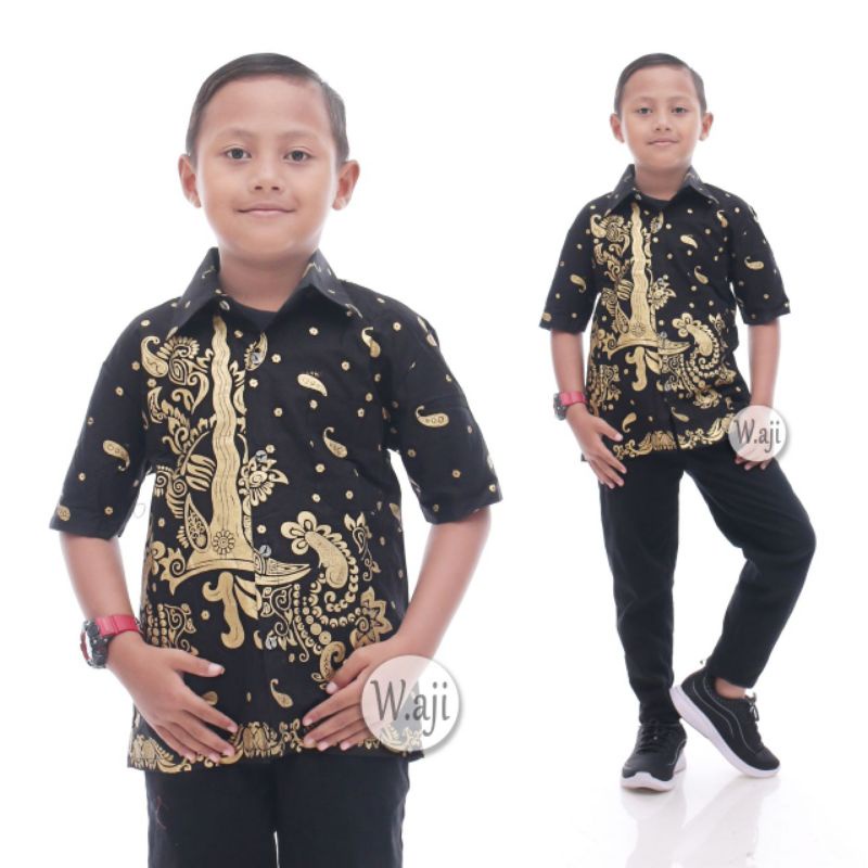 KEMEJA BATIK LENGAN PENDEK KEMEJA ANAK LAKI-LAKI MOTIF PRADA KERIS BAJU ANAK LAKI-LAKI SERAGAM BATIK