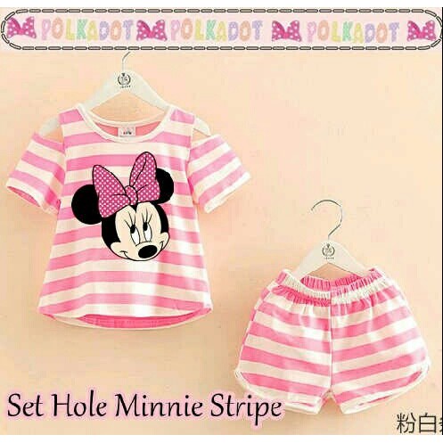 

1 set hole pink minnie stripe