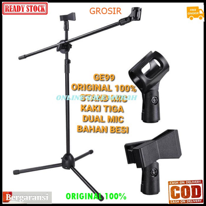 G99 Stand mic besi tiang mik kaki tiga tripod ORIGINAL 100% holder standing microphone penyangga universal mikrophone pegangan tempat gantungan karaoke vocal vokalstudio audio sound system profesional pro G99   STAND MIC KAKI TIGA BESI  BISA SEGALA JENIS