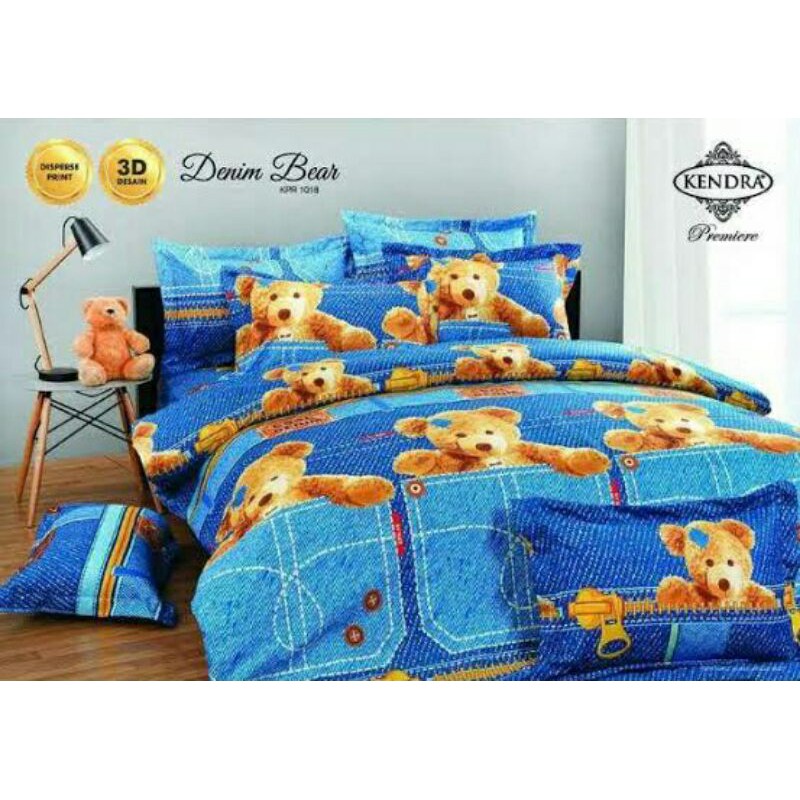 BEDCOVER + SPREI RUMBAI 180X200 KENDRA PREMIER DENIM BEAR