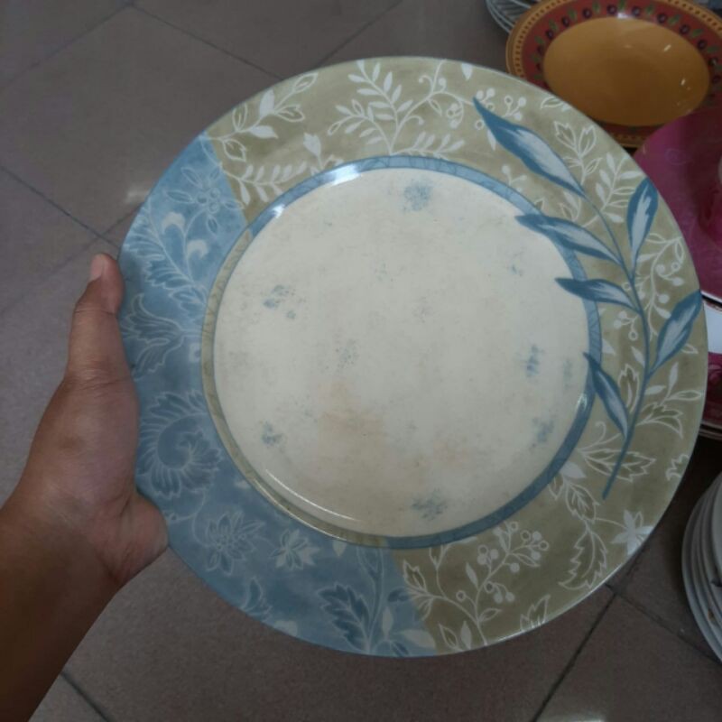 DINNER PLATE PIRING KERAMIK SANGO MOTIF CANTIK BUNGA JADUL VINTAGE PIRING SAJI LAUK HIAS PAJANGAN