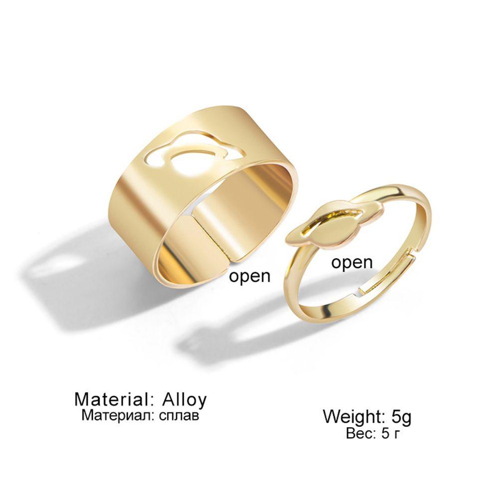 PREVA Spaceship Ring Adjustable Golden Geometry Silver Couples Jewelry Accessories Tail Ring